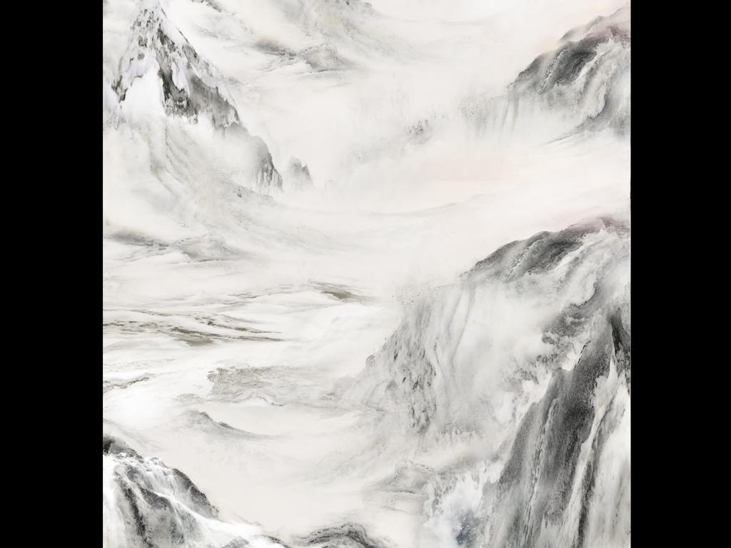 大理石水墨山水玄关背景墙