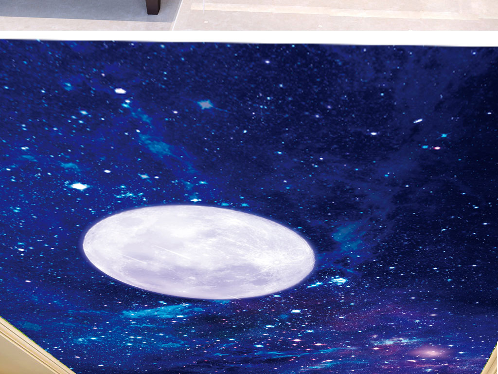 梦幻唯美星空明月高清图天顶壁画
