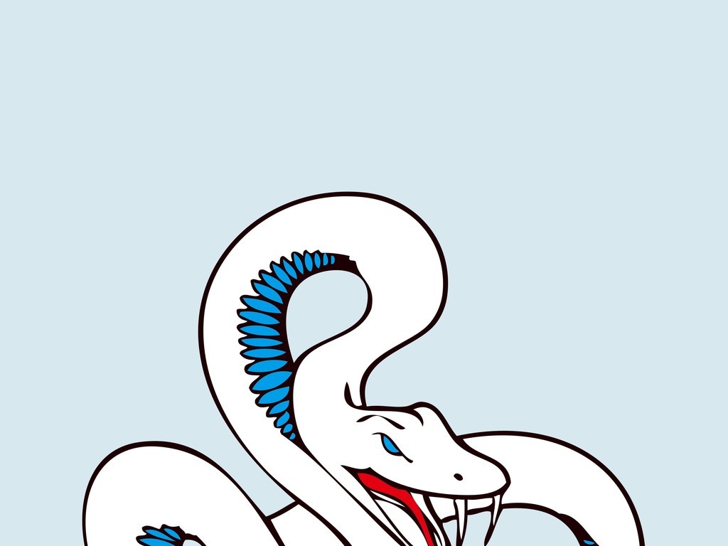 白蛇矢量图插画