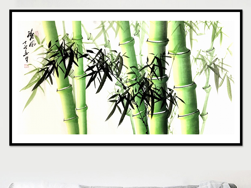 手绘竹报平安国画装饰画无框画