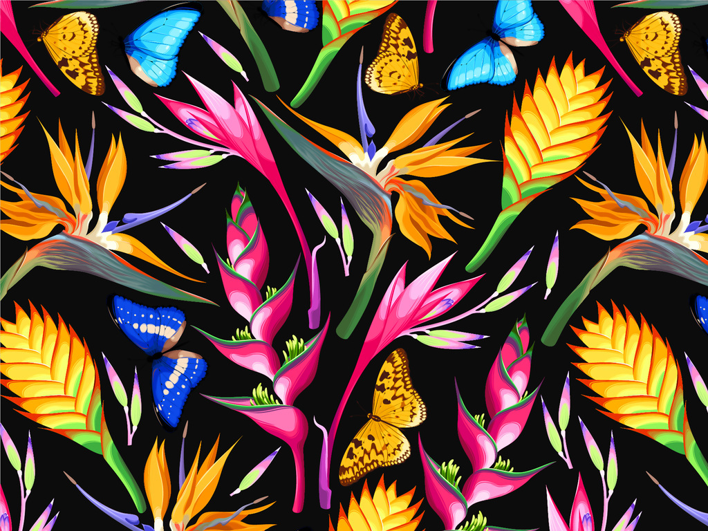 产品图案设计 服装/配饰印花图案 植物花卉图案 > 彩色植物大花热带