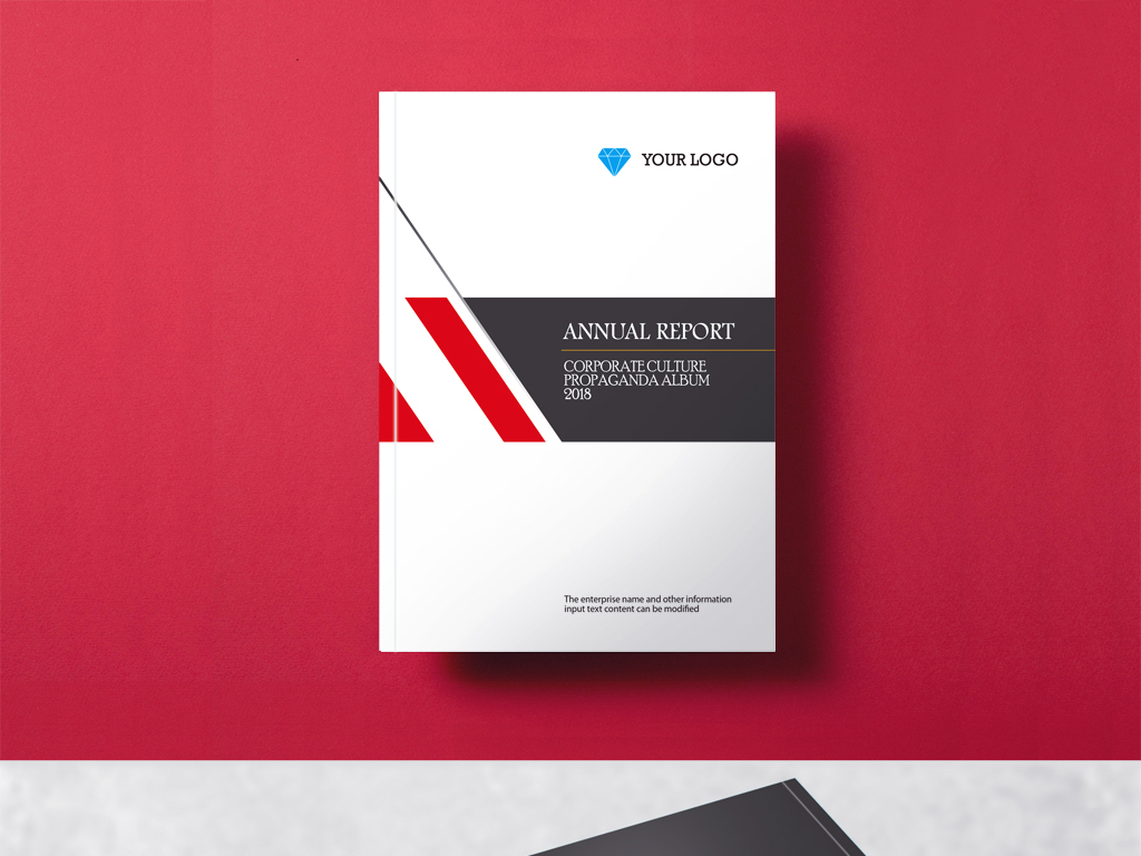 通用黑红色块构成画册封面设计模板psd