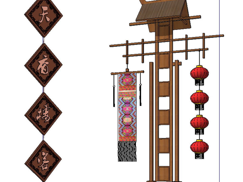 中式店招幌子模型