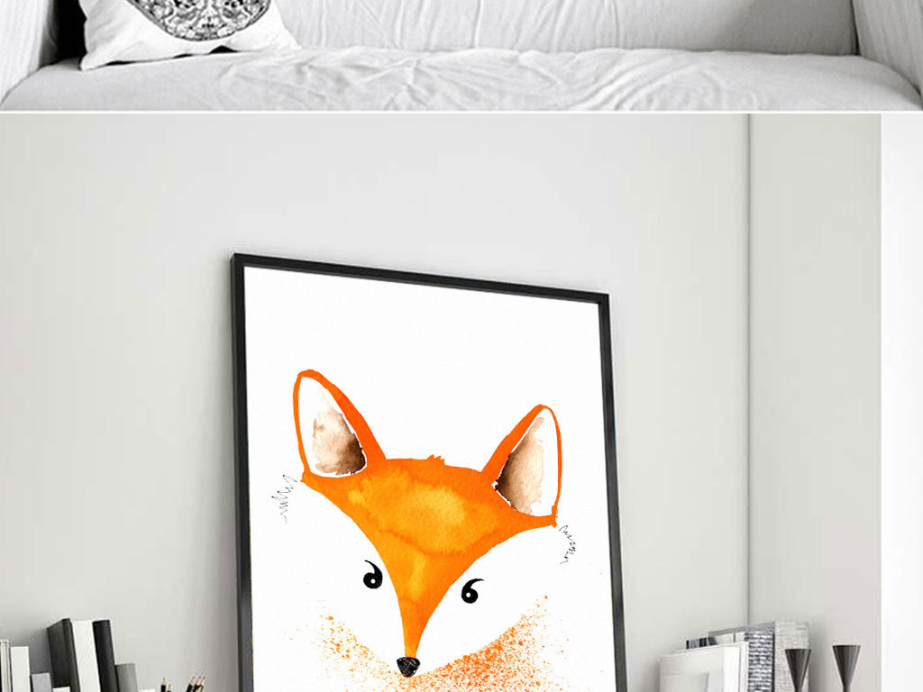 手绘水彩小动物装饰画