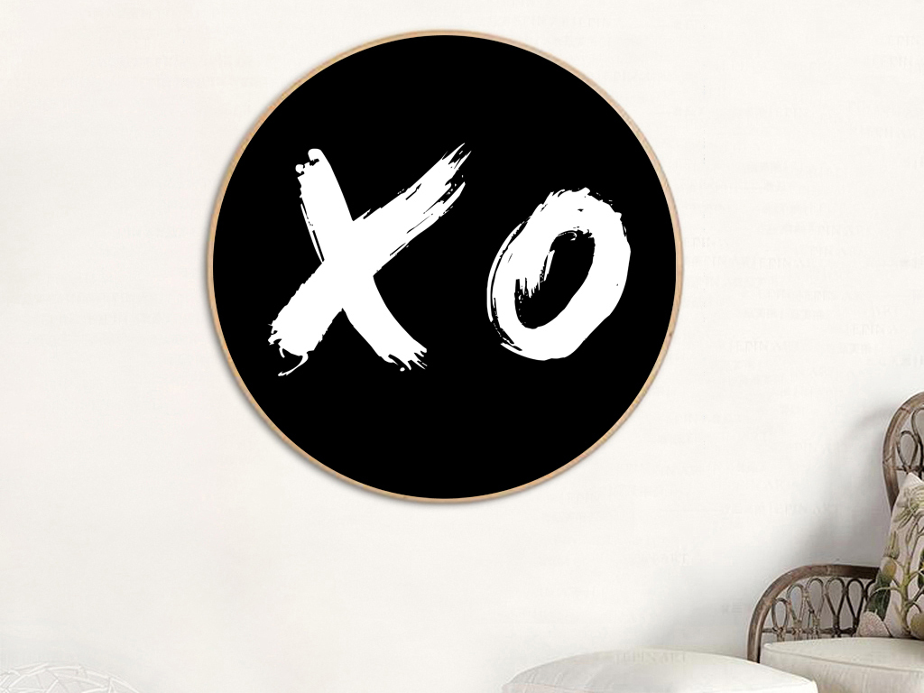 现代简约黑白xo圆形无框画
