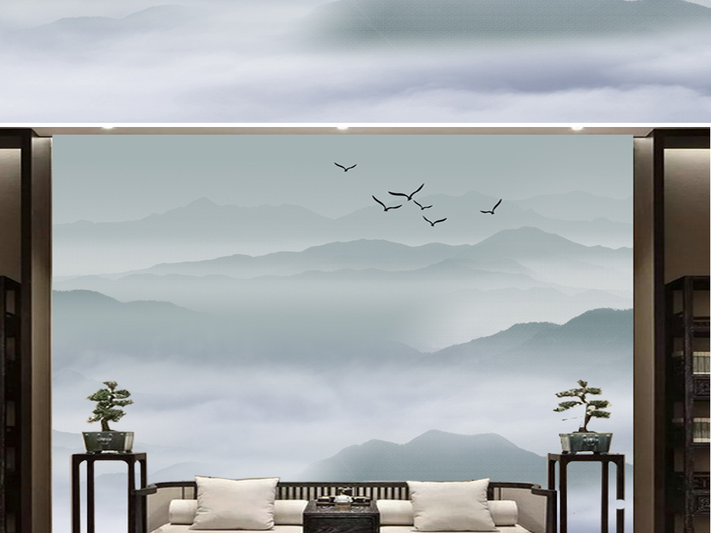 新中式大气意境山水画