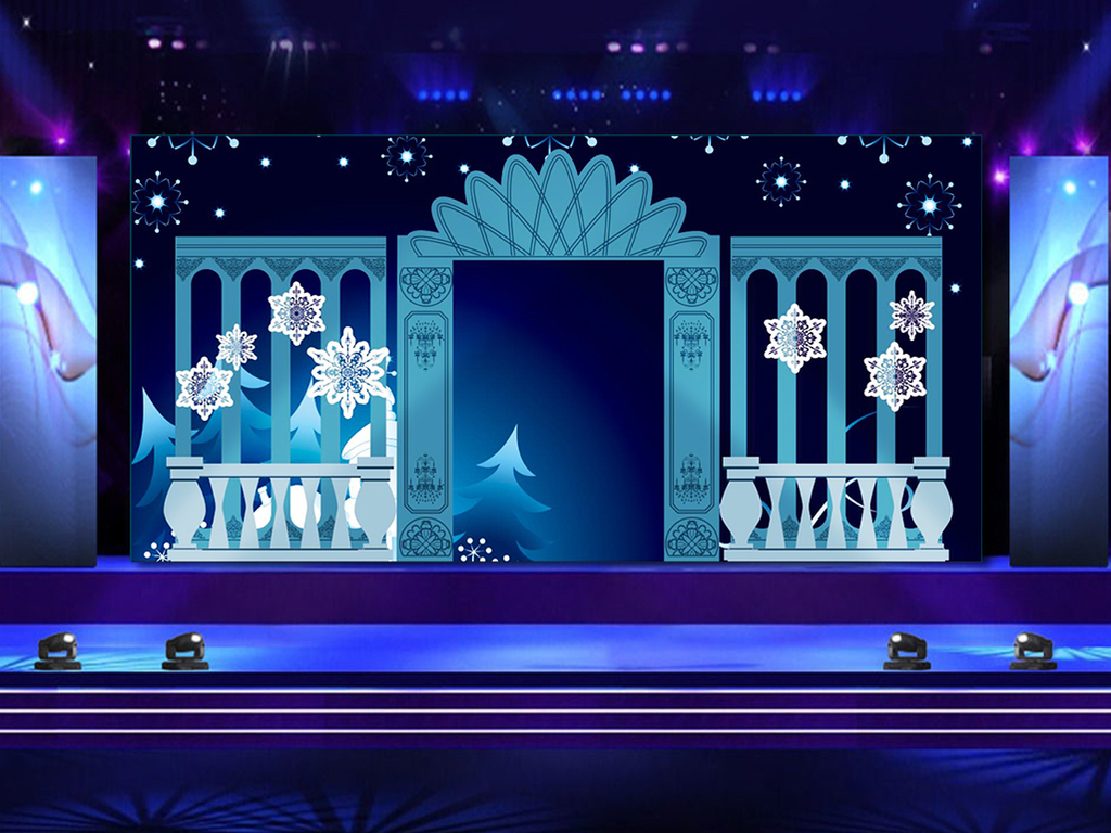 2018欧式蓝色婚庆舞台背景psd分层模板(图片编号:17419211)_婚礼场景