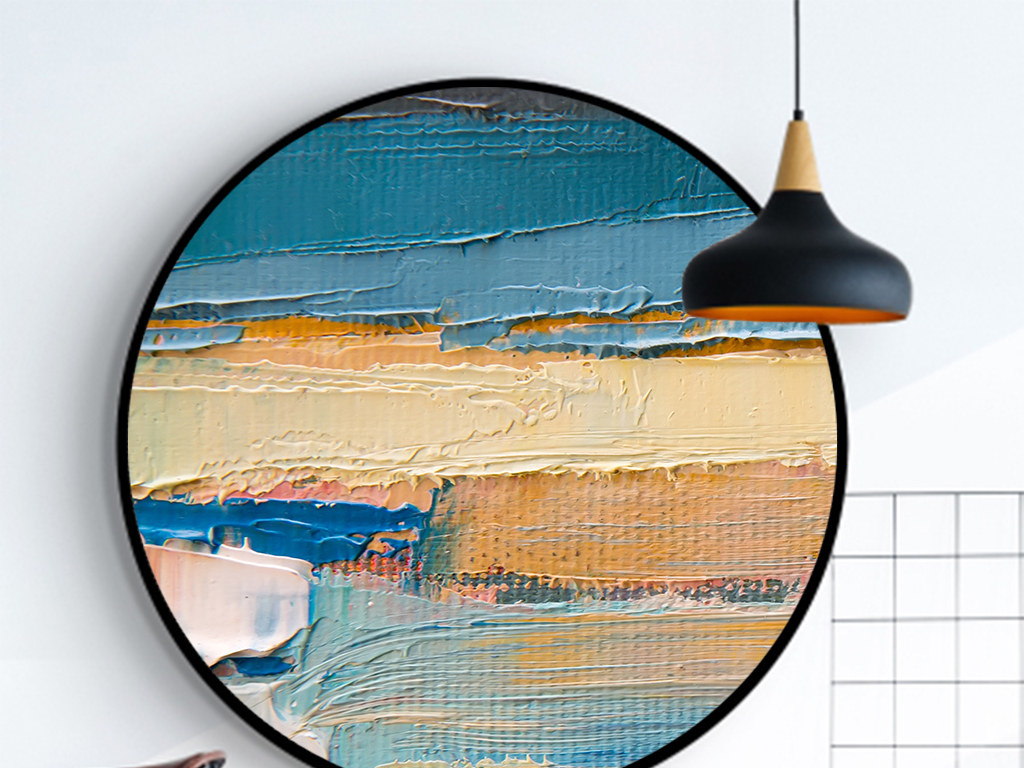 现代简约抽象创意油画圆框画装饰画