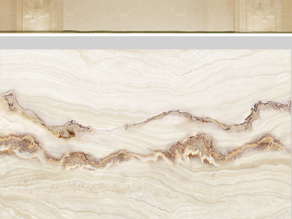 高清3d大理石纹山水花日出背景墙百特云石