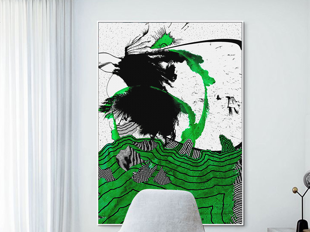 现代抽象动感线条客厅装饰画