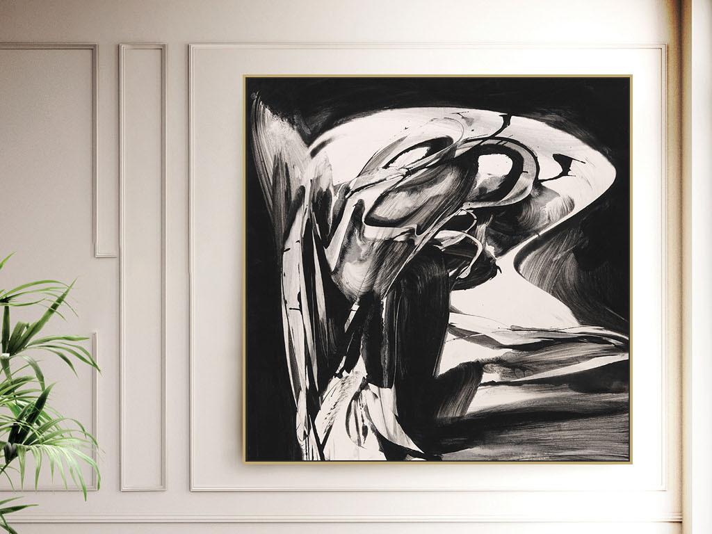 现代简约黑白抽象无框画