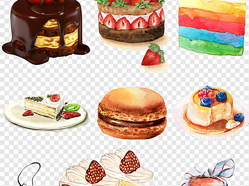 手绘蛋糕蛋卷蛋糕