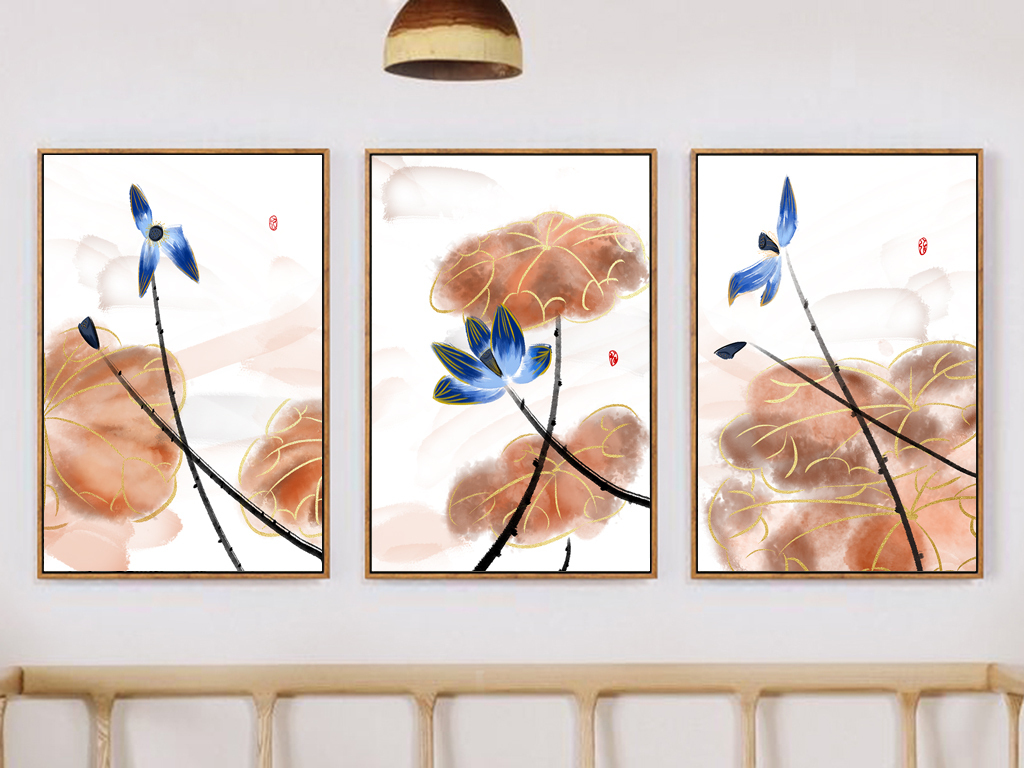 新中式水墨意境荷花装饰画无框画(图片编号:17502623)_中国风无框画