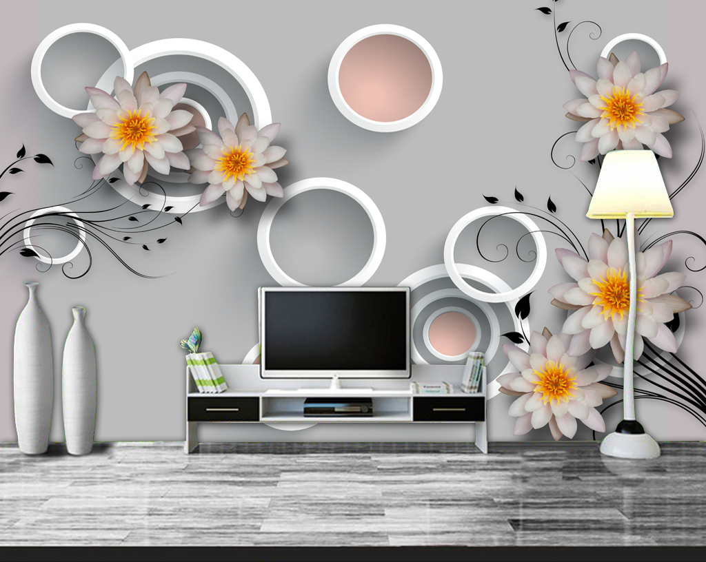 3d花朵3d圆圈花朵立体电视背景墙壁画