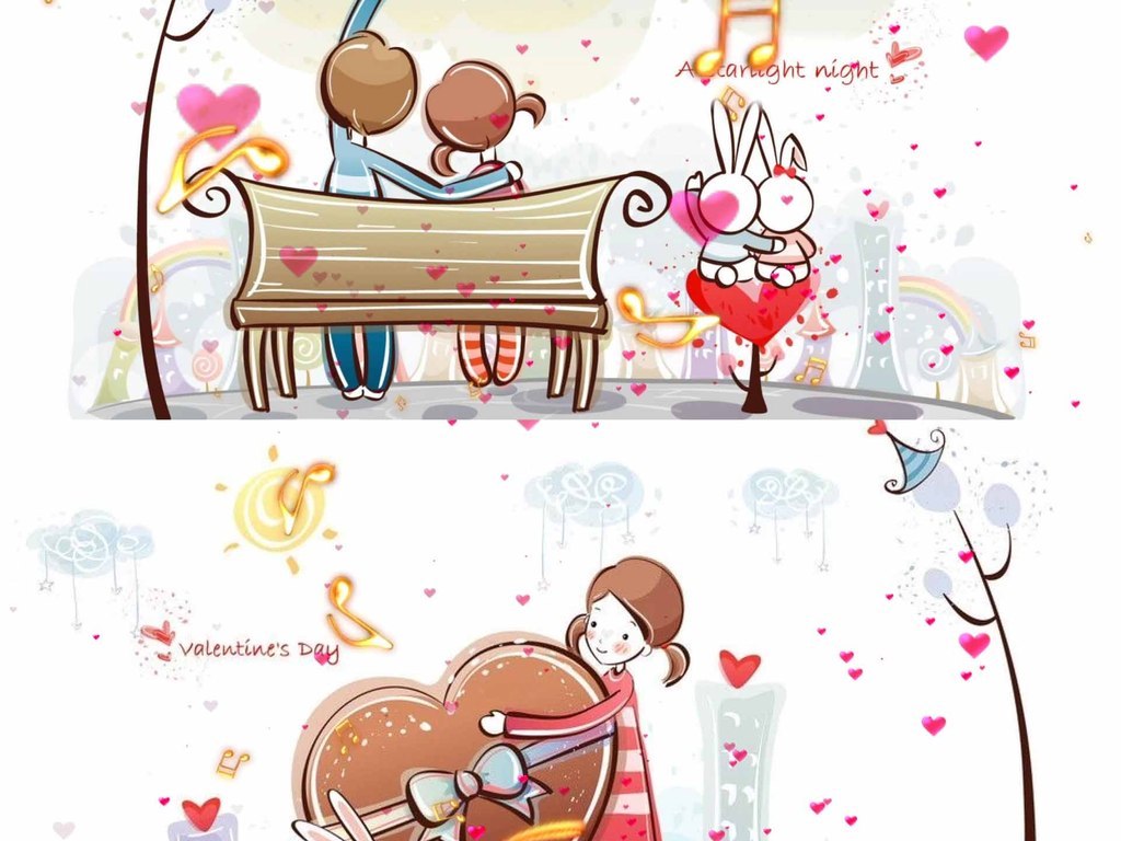 当爱在靠近配乐成品卡通情侣爱心背景