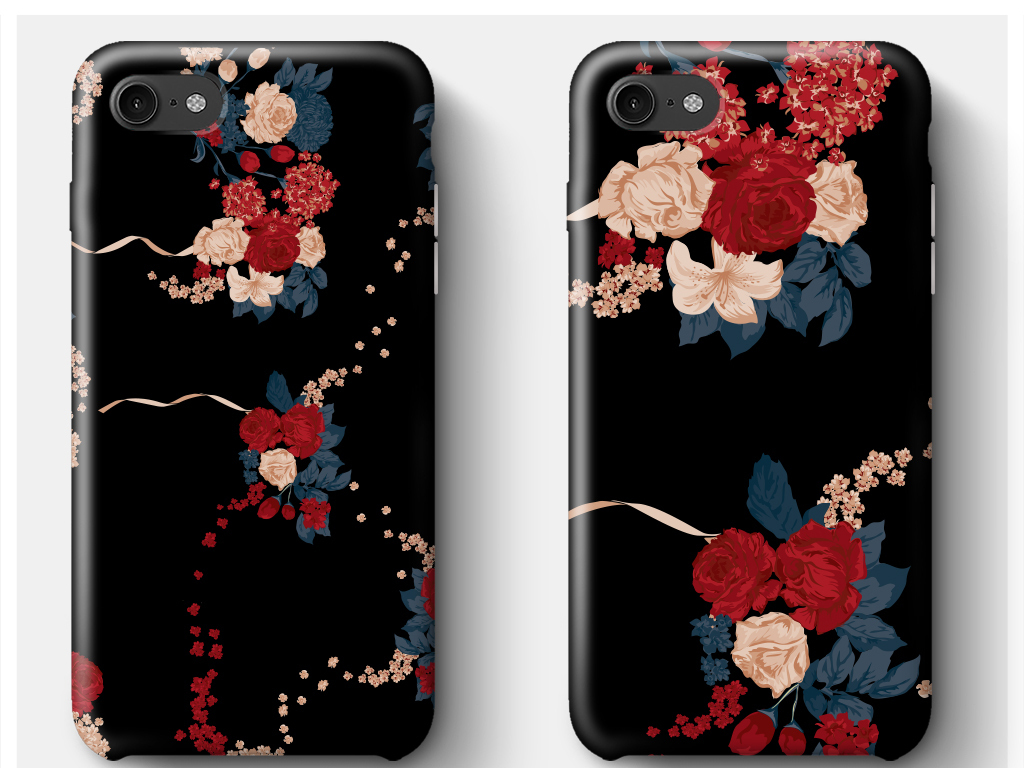 时尚流行手绘植物花卉手机壳图案印花