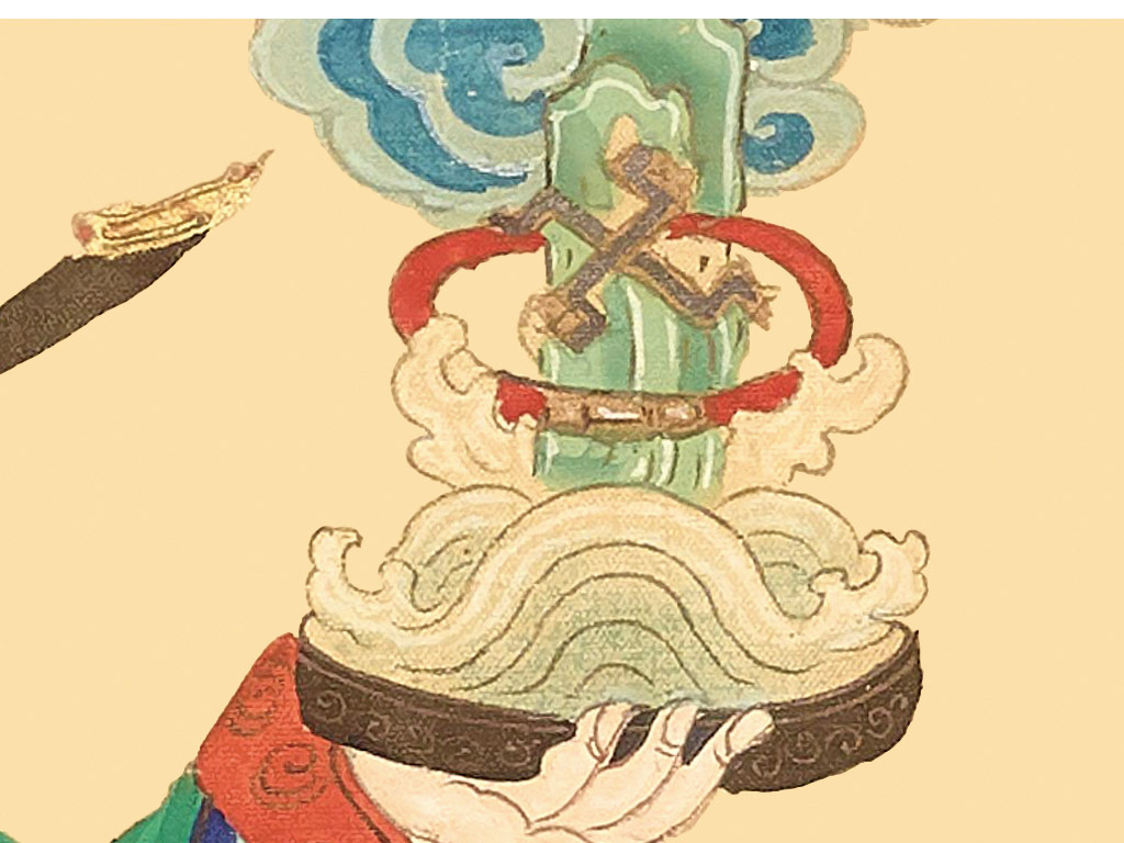 高清精美中国传统人物禄星文曲星背景墙装饰画