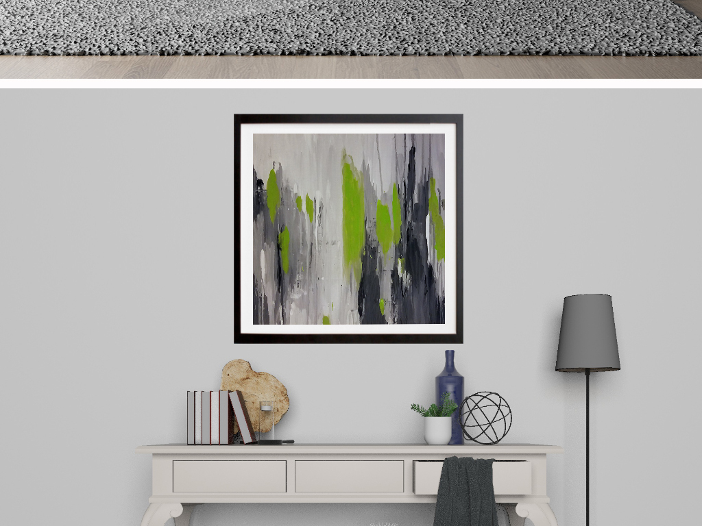 绿色极简主义手绘油画现代抽象艺术无框画