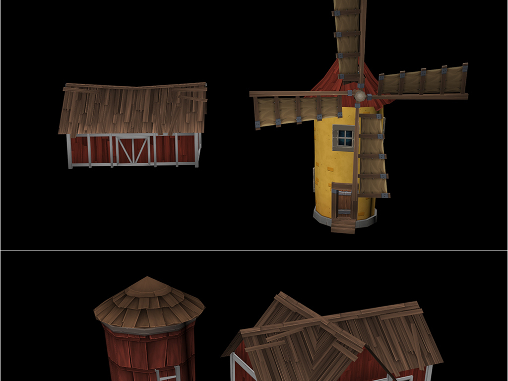 农场卡通模型3d素材3d素材下载 - 编号17529360 - 我图网3d模型库