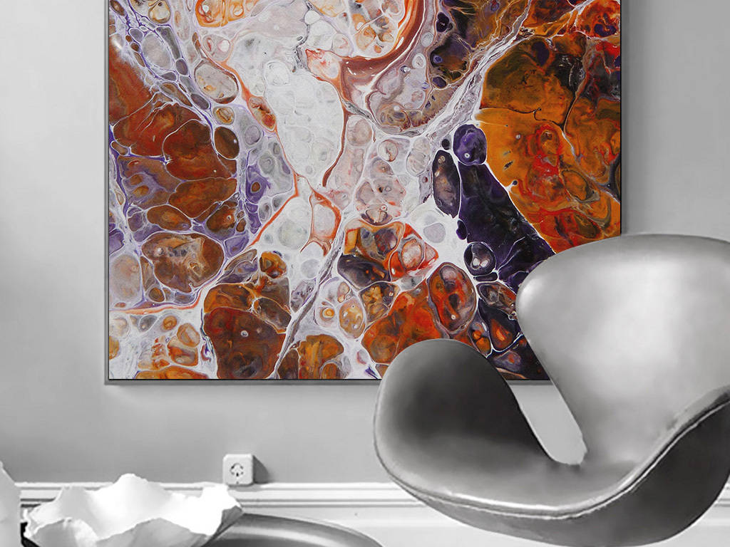 抽象动感肌理线条装饰画无框画金箔挂画