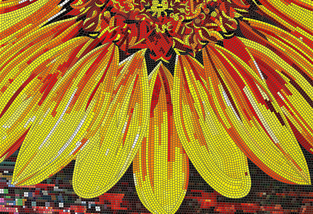 向日葵马赛克剪画