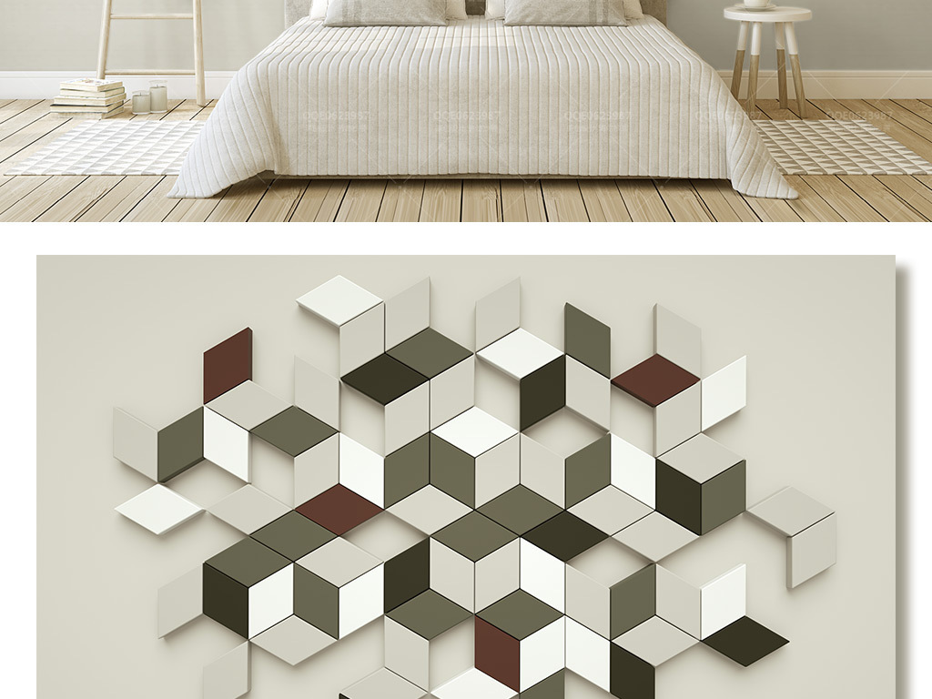 3d立体菱形马赛克拼接现代简约电视背景墙图片设计素材_高清模板下载