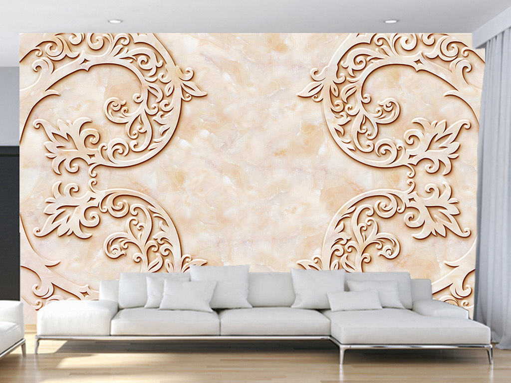 复古高贵欧式经典花纹简约客厅电视背景墙