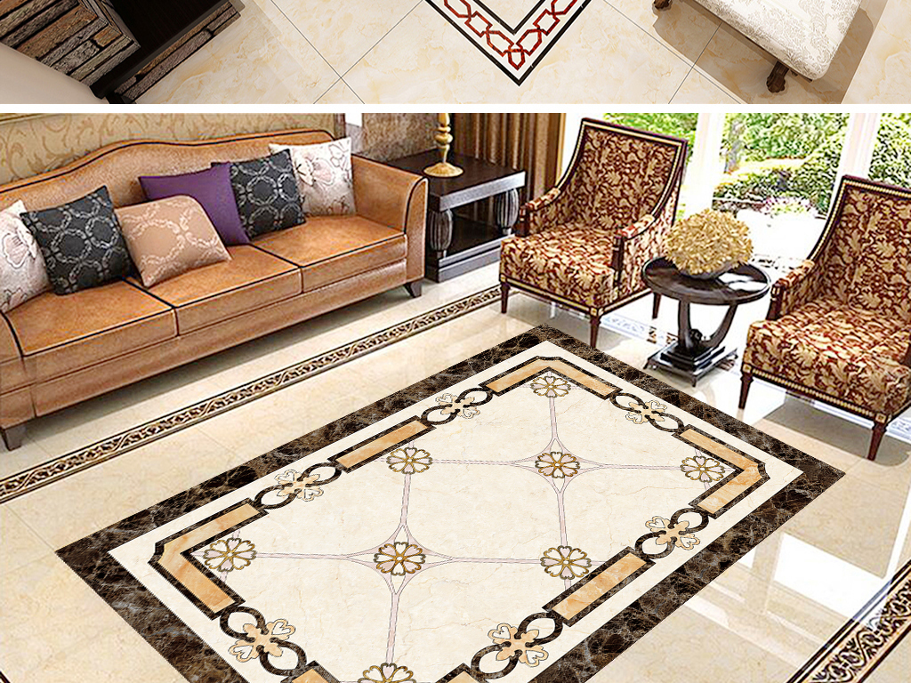 背景墙|装饰画 地板|地毯 拼花地板 > 客厅水刀花纹定制地拼花 素材