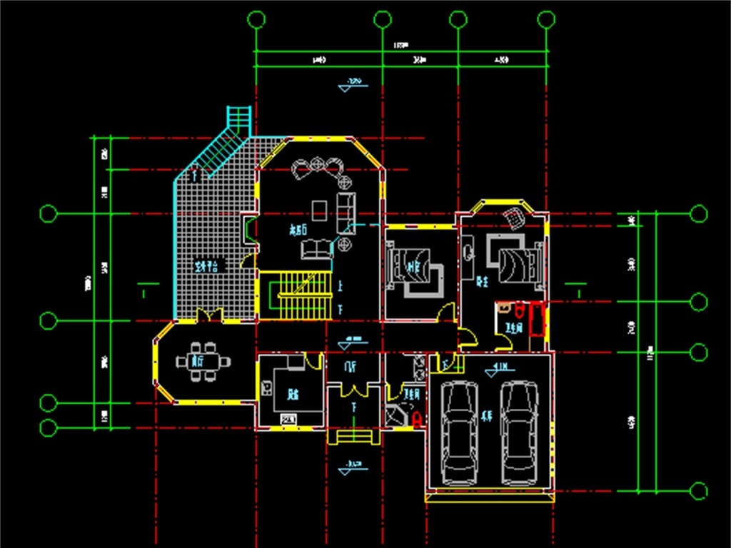 別墅cad設計圖平面圖下載(圖片1.