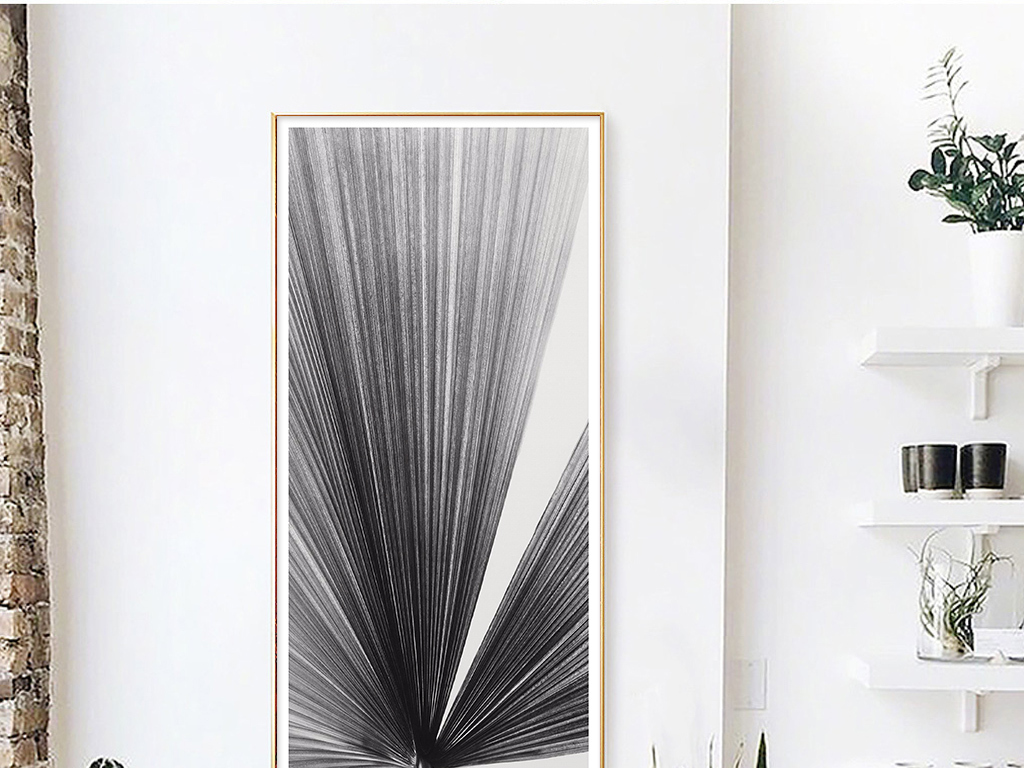 北欧现代简约黑白艺术叶子装饰画