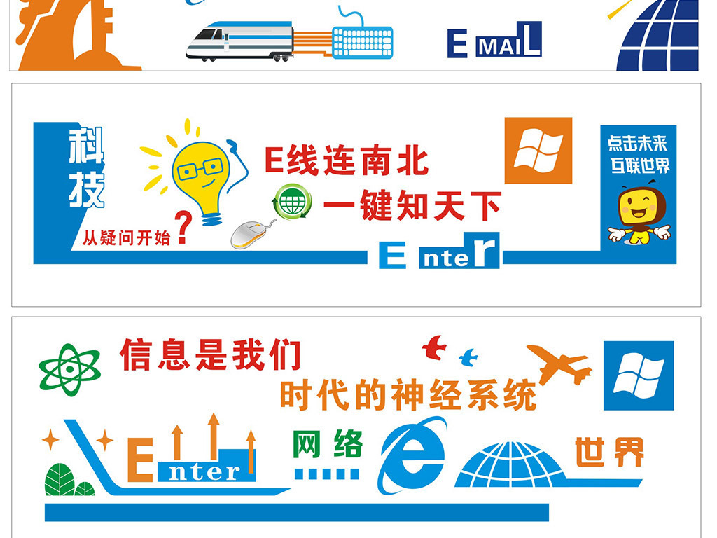 微机室文化墙电子阅览室校园文化墙