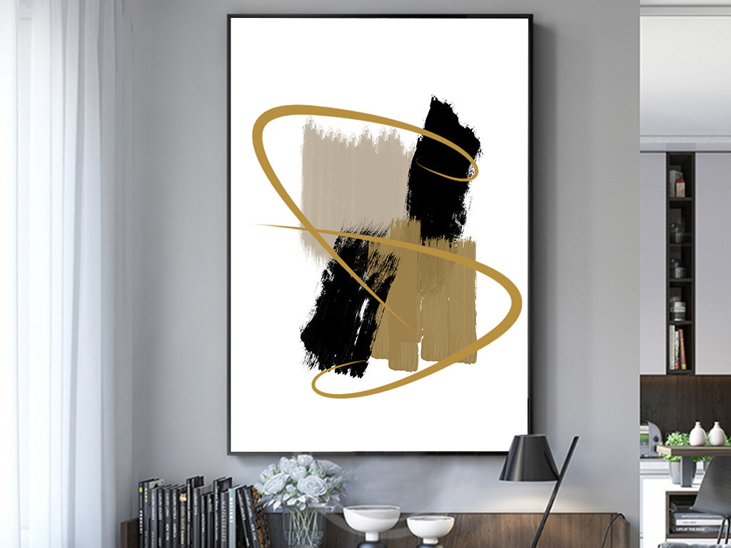 装饰画 现代简约装饰画 抽象装饰画 > 北欧简约创意金色水彩几何线条