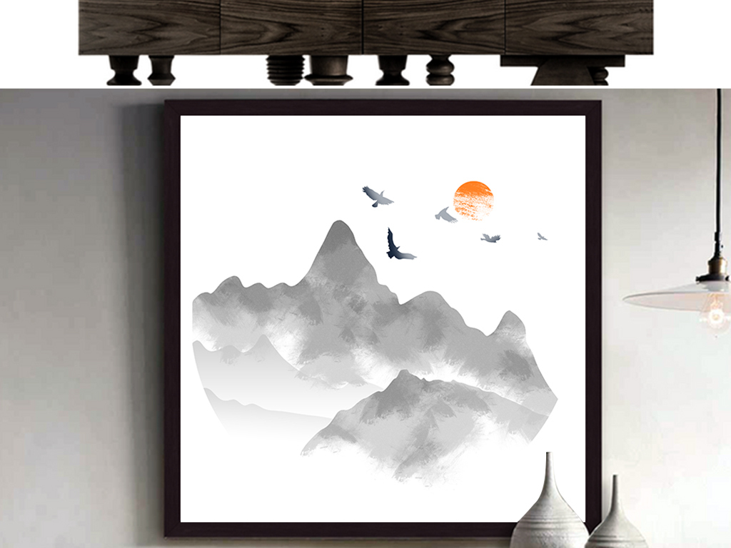 水墨山水图片设计素材_高清模板下载(1.91mb)_山水装饰画大全-我图网