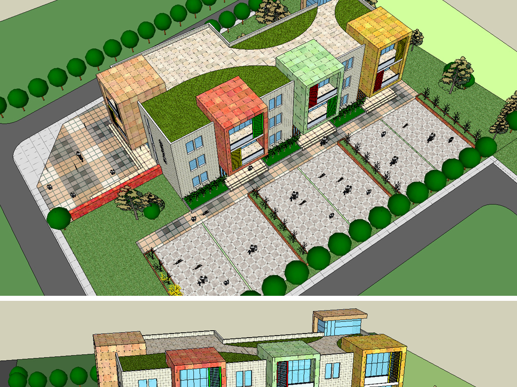 模型庫 su模型 建築模型 > 新款北歐幼兒園景觀模型 版權圖片 素材