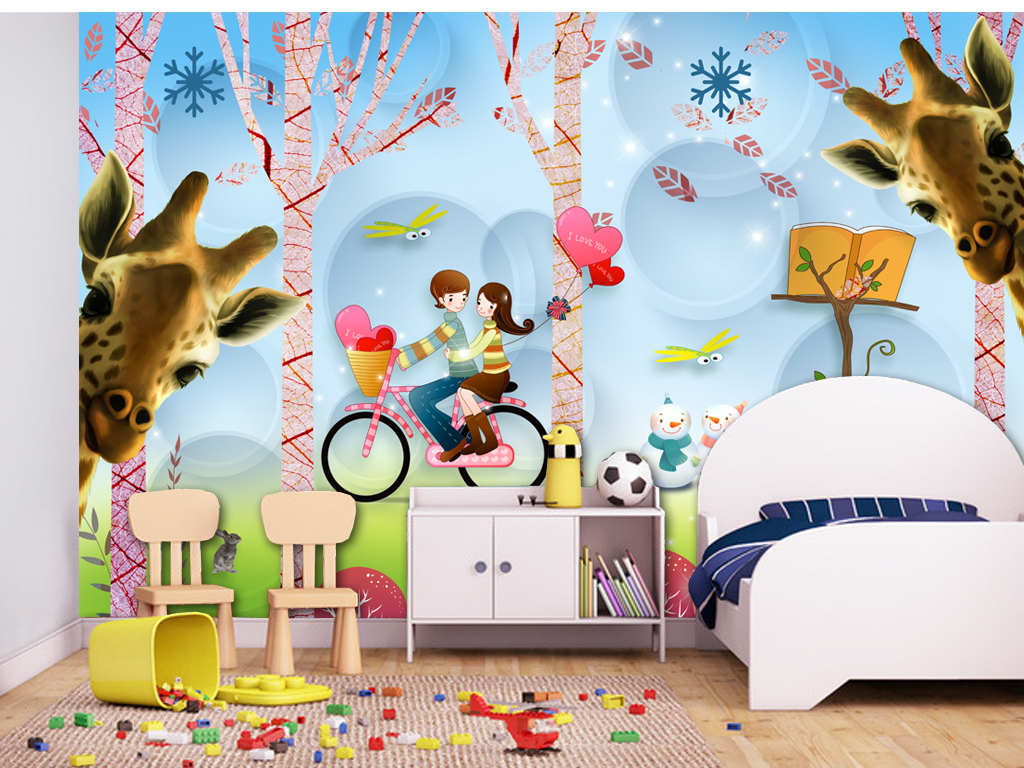 动物乐园儿童乐园卡通儿童房小孩房背景墙图片设计素材_高清psd模板