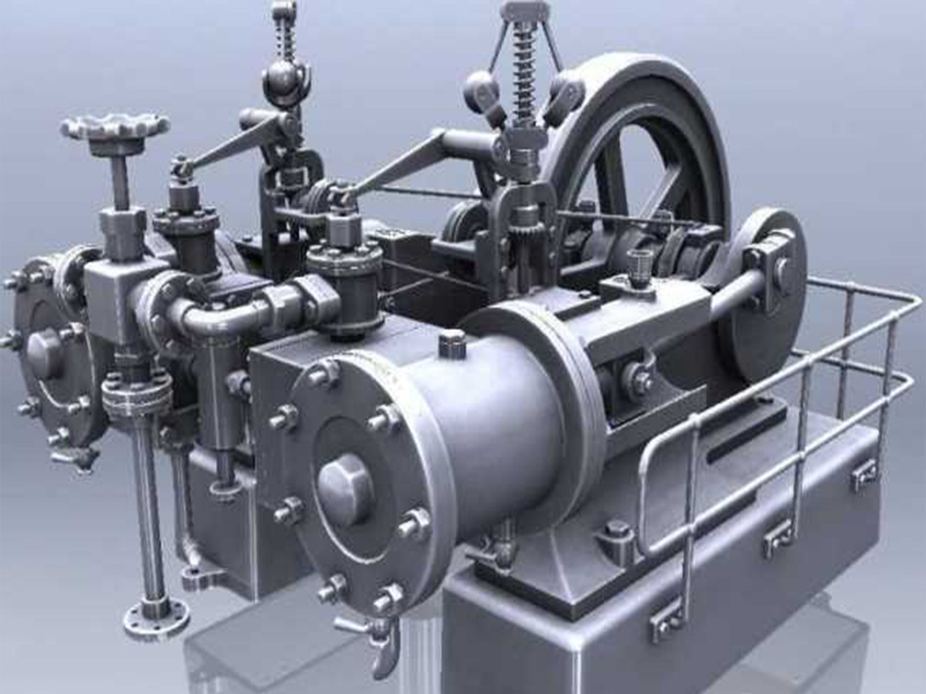 双缸卧式蒸汽机机械3d模型设计