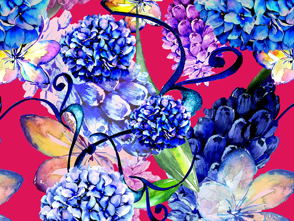 植物大花无缝面料印花图案