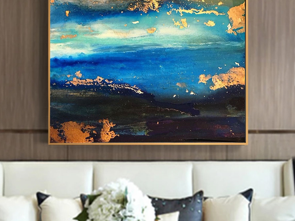 现代简约抽象艺术油画北欧装饰画玄关无框画