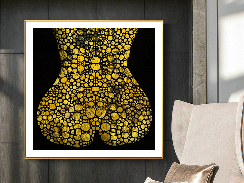 现代简约金色抽象艺术人体北欧客厅装饰画