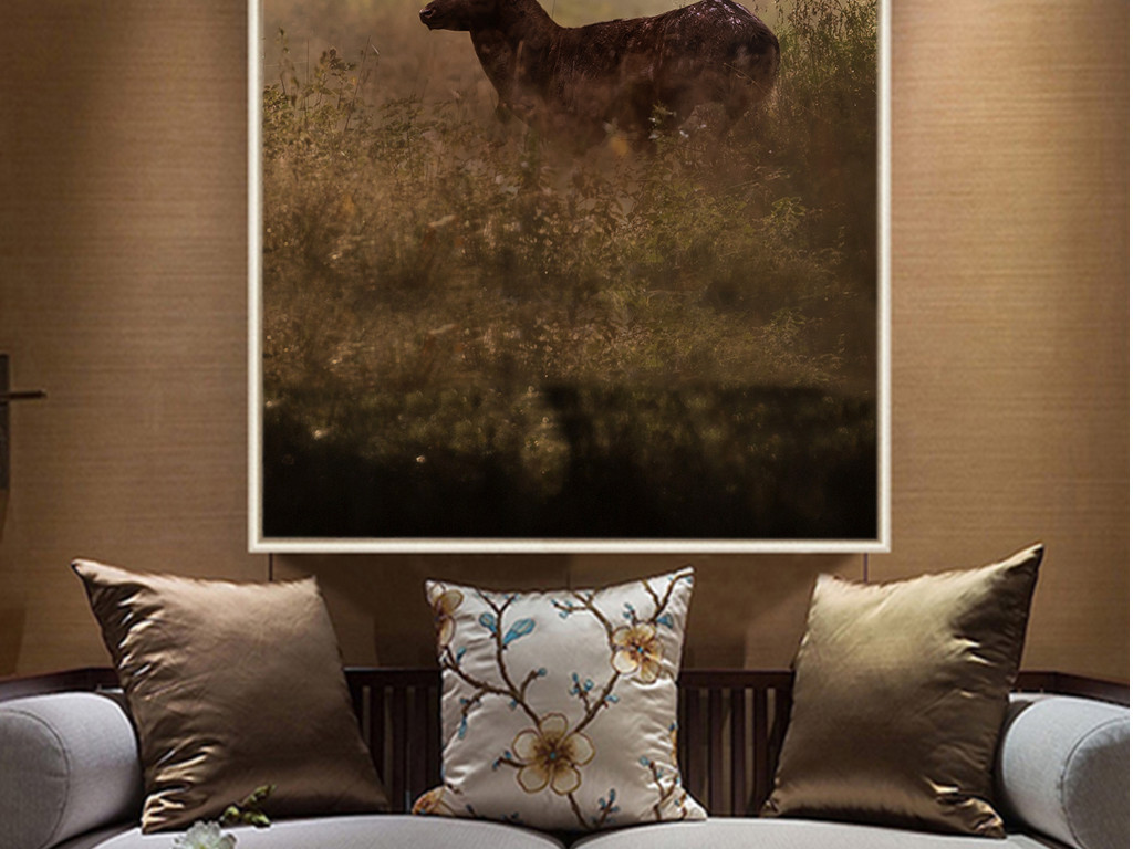 北欧简约麋鹿欧式森林北欧麋鹿玄关背景墙