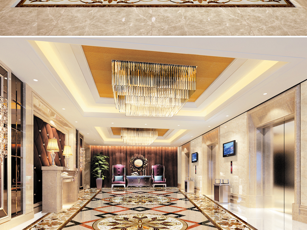 高清欧式石材大厅拼花地板