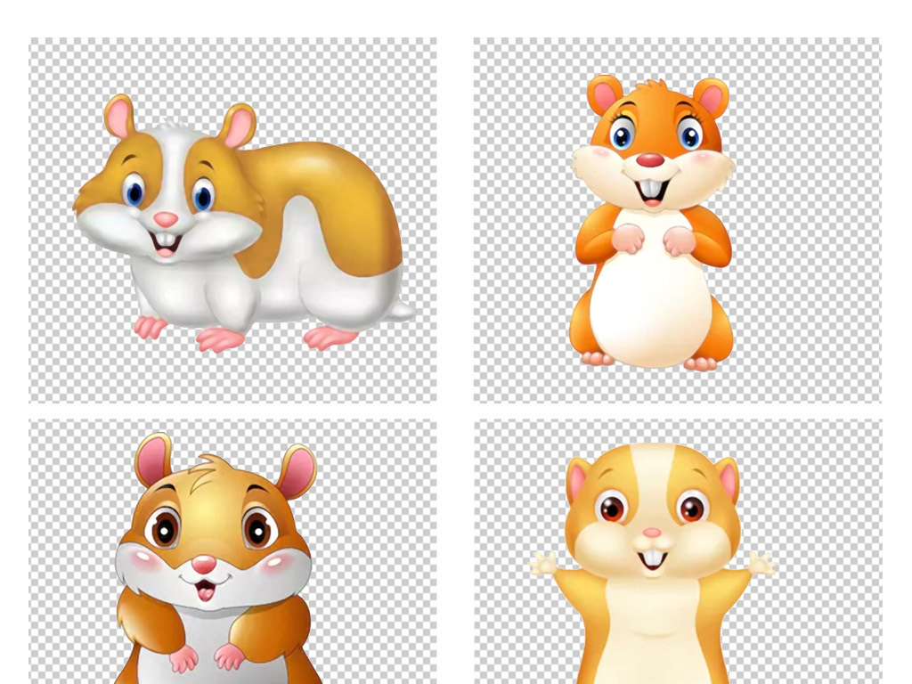 手绘卡通动物金仓鼠金丝熊仓鼠png素材