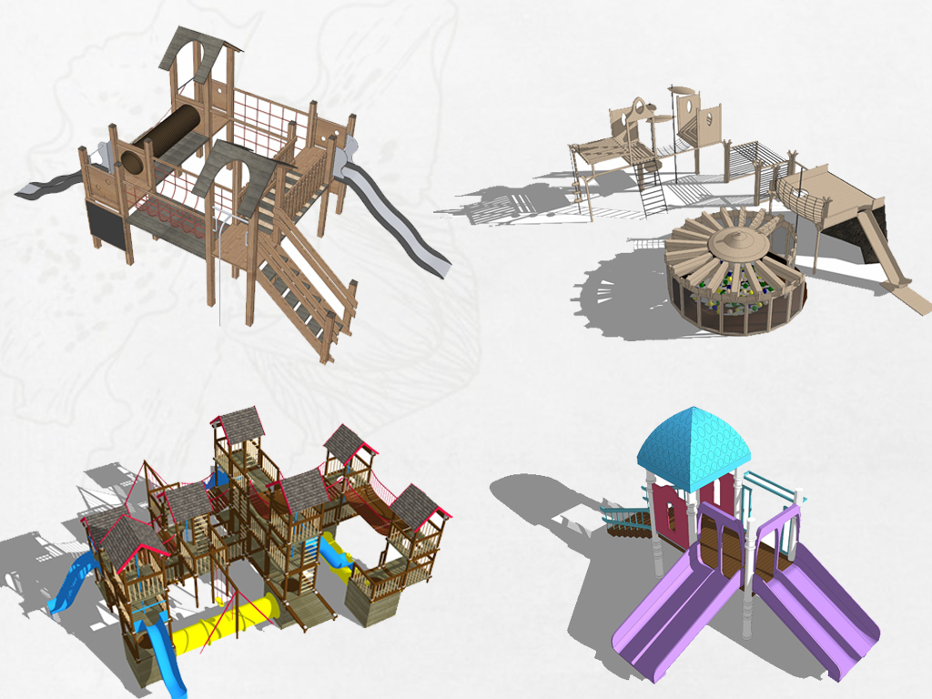 111款儿童游乐器械su模型