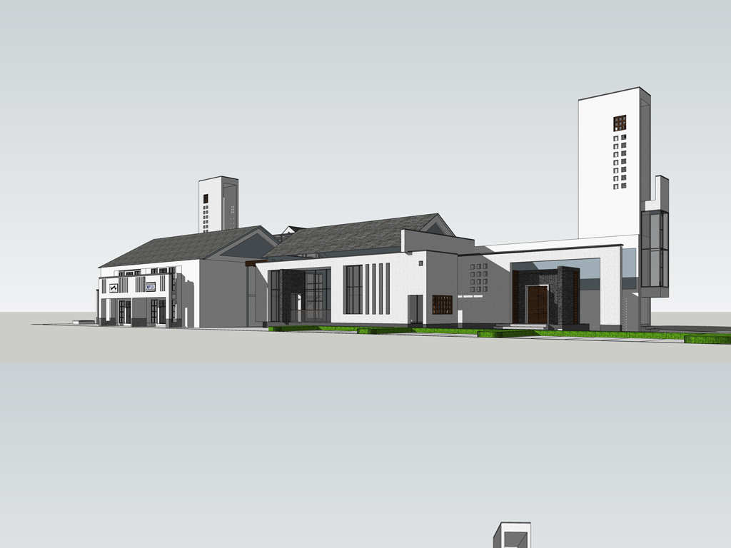 新中式会所建筑模型设计图下载(图片2.78mb)_建筑模型库_su模型-我图