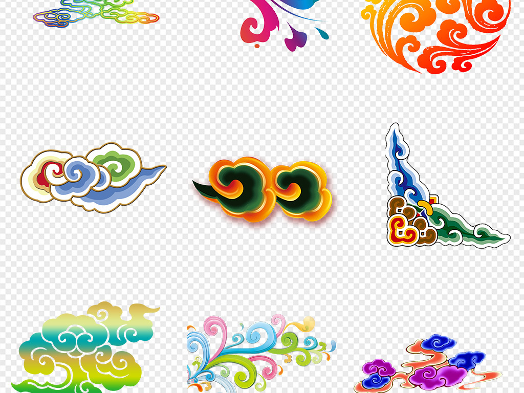 50款彩色祥云图案纹理png素材