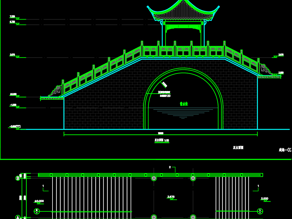 cad圖庫 園林景觀cad圖紙 園林cad圖紙 > 橋建築結構cad施工圖紙 版權