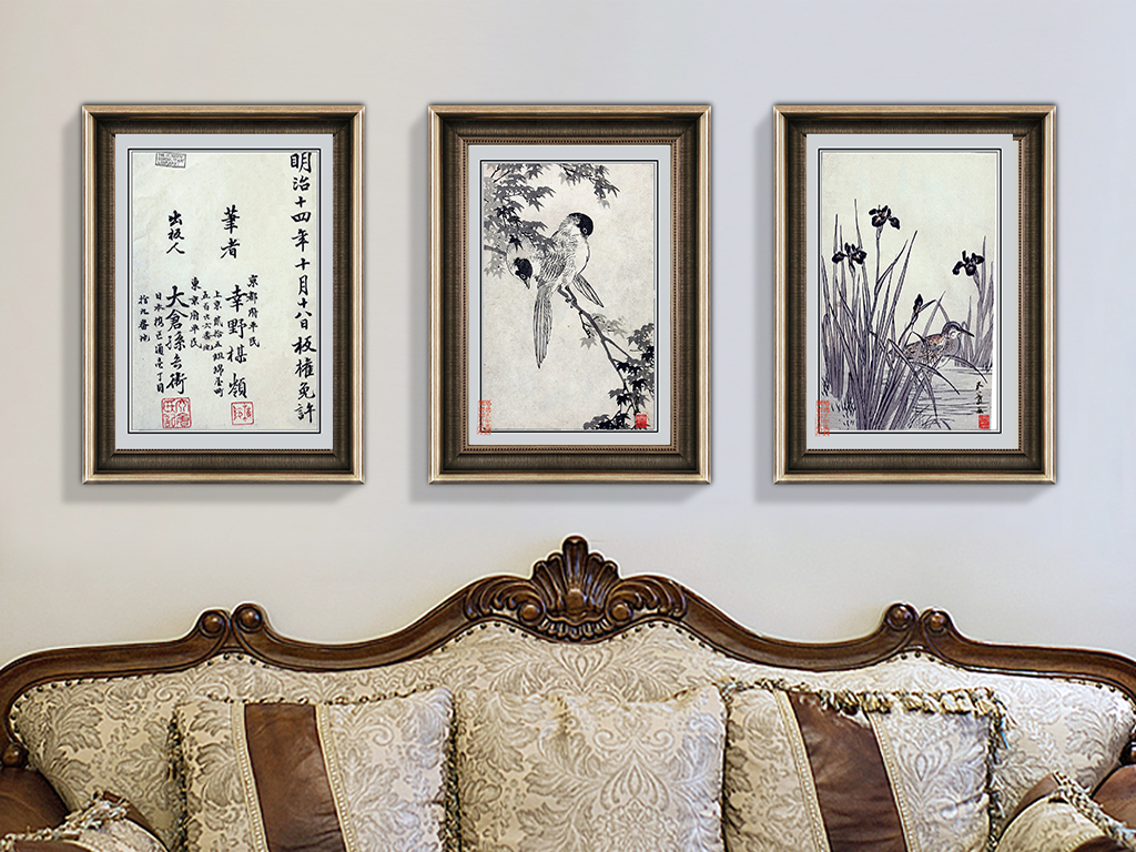 装饰画 新中式装饰画 花鸟装饰画 > 工笔花鸟画 素材图片参数: 编号