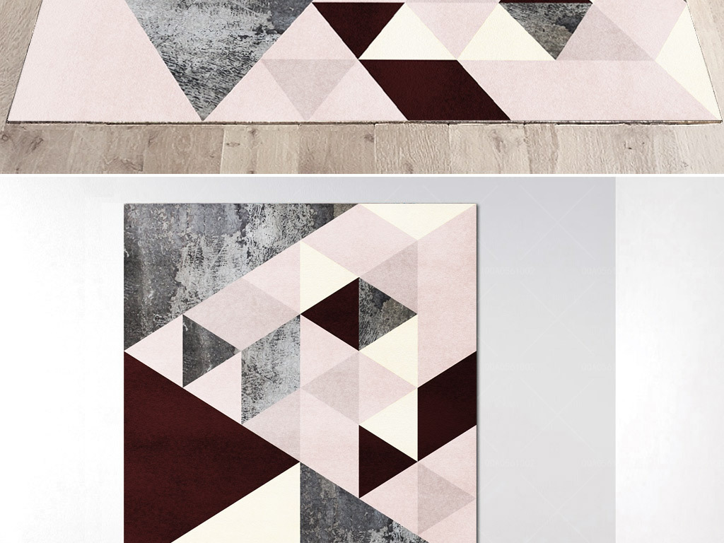 原创现代粉色北欧简约小清新几何三角形地毯图案