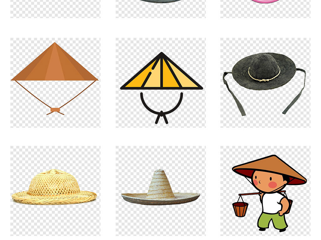 斗笠竹编斗笠戴斗笠的人斗笠老翁png素材