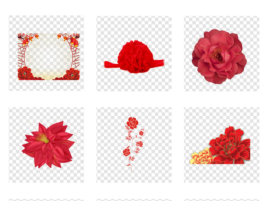 喜庆红花婚庆花朵花卉png免扣素材图片_模板下载(72.